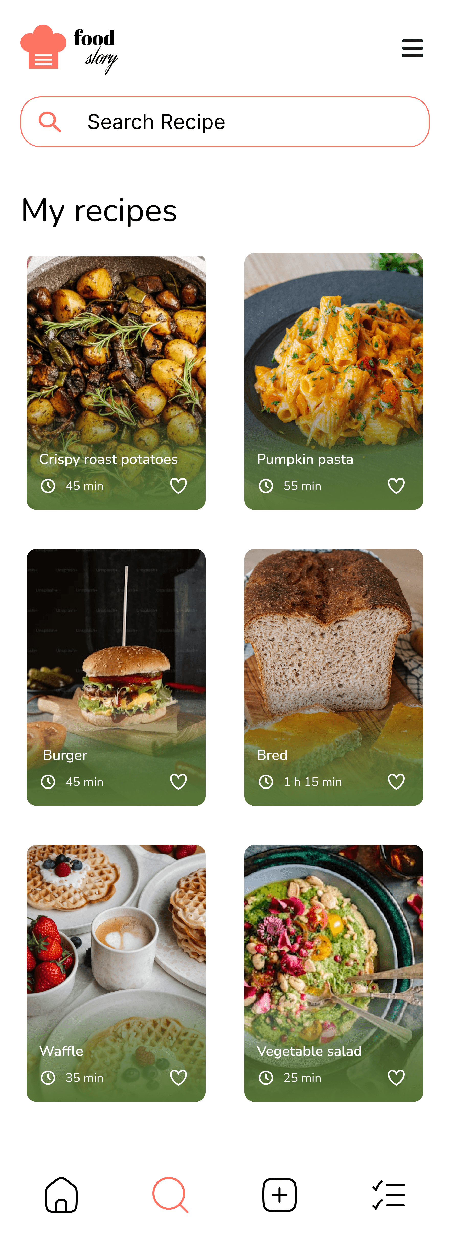 My Recipes List Screen