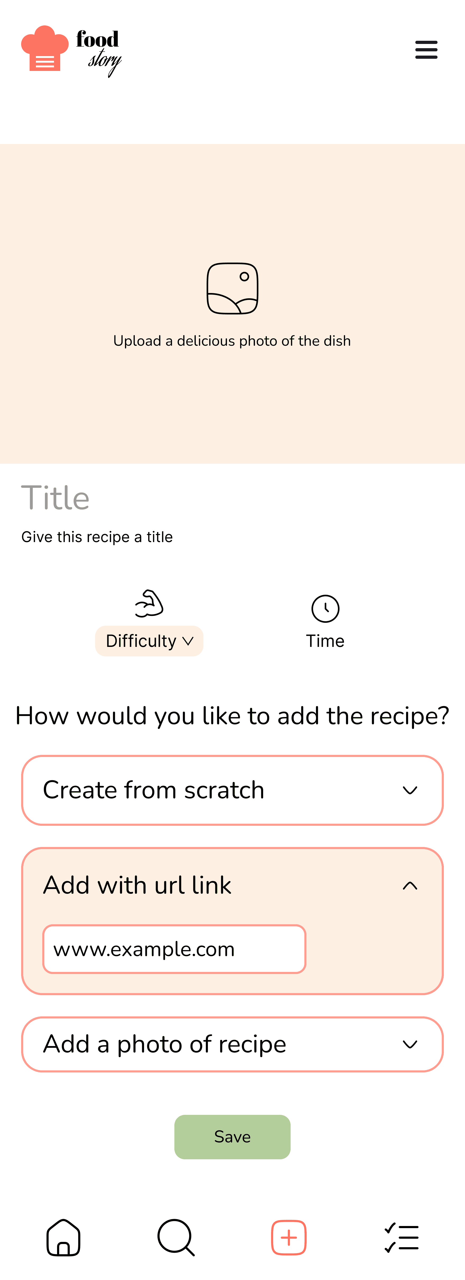 Add Recipe Screen